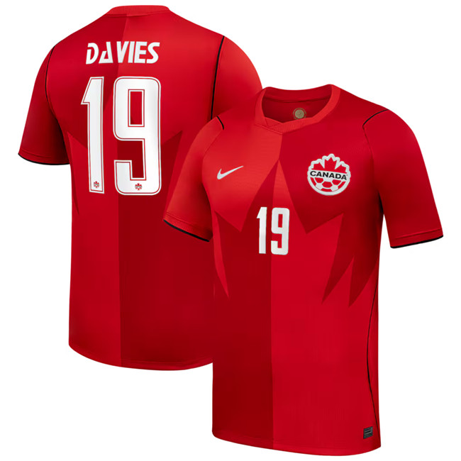 Men's Red Canada #19 Alphonso Davies 2026 Home Soccer Jersey